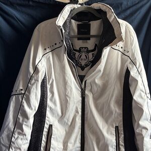 MECO Women's Performance Jacket in White and Black Size 16 No Hood
